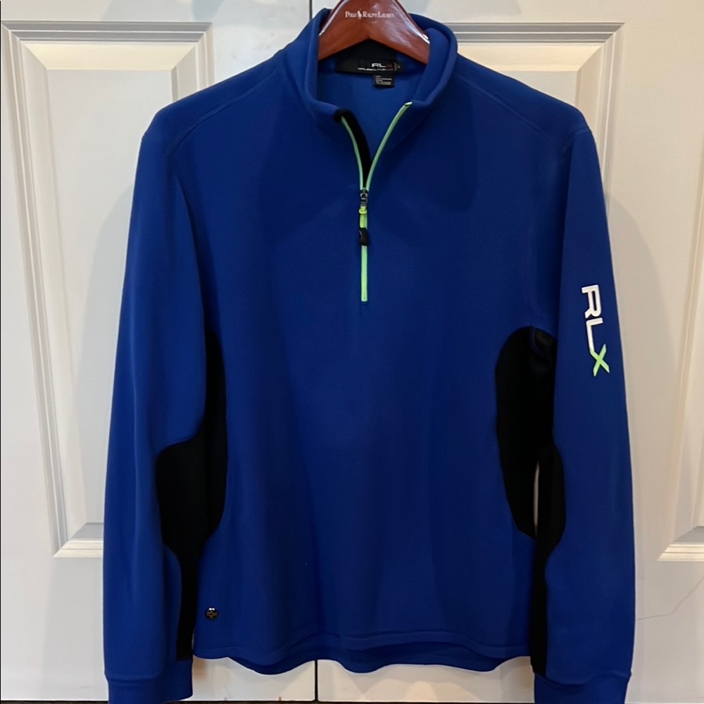 Men's RLX Ralph Lauren Fleece Quarter Zip Stylish Layer Royal Blue L